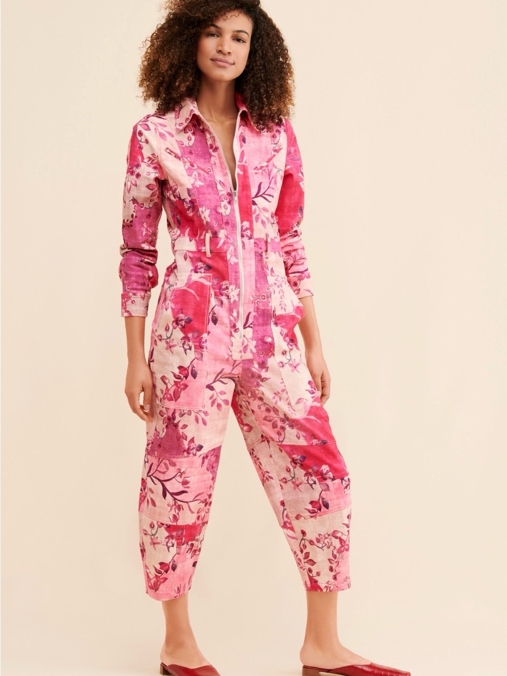 Pink Floral Utility Jumpsuit